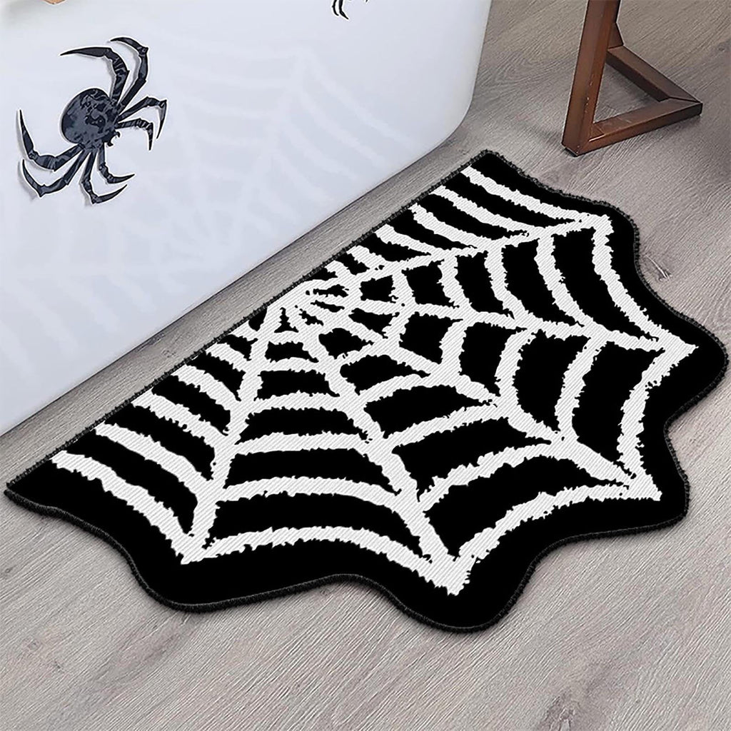 Harliver Spider Web Gothic Cute Fun Halloween Floor Mat, Non Slip Washable Welcome Door Mat, Fall Thanksgiving Rugs for Indoor Outdoor Entrance Home Bathroom Living Room Decor (Black)