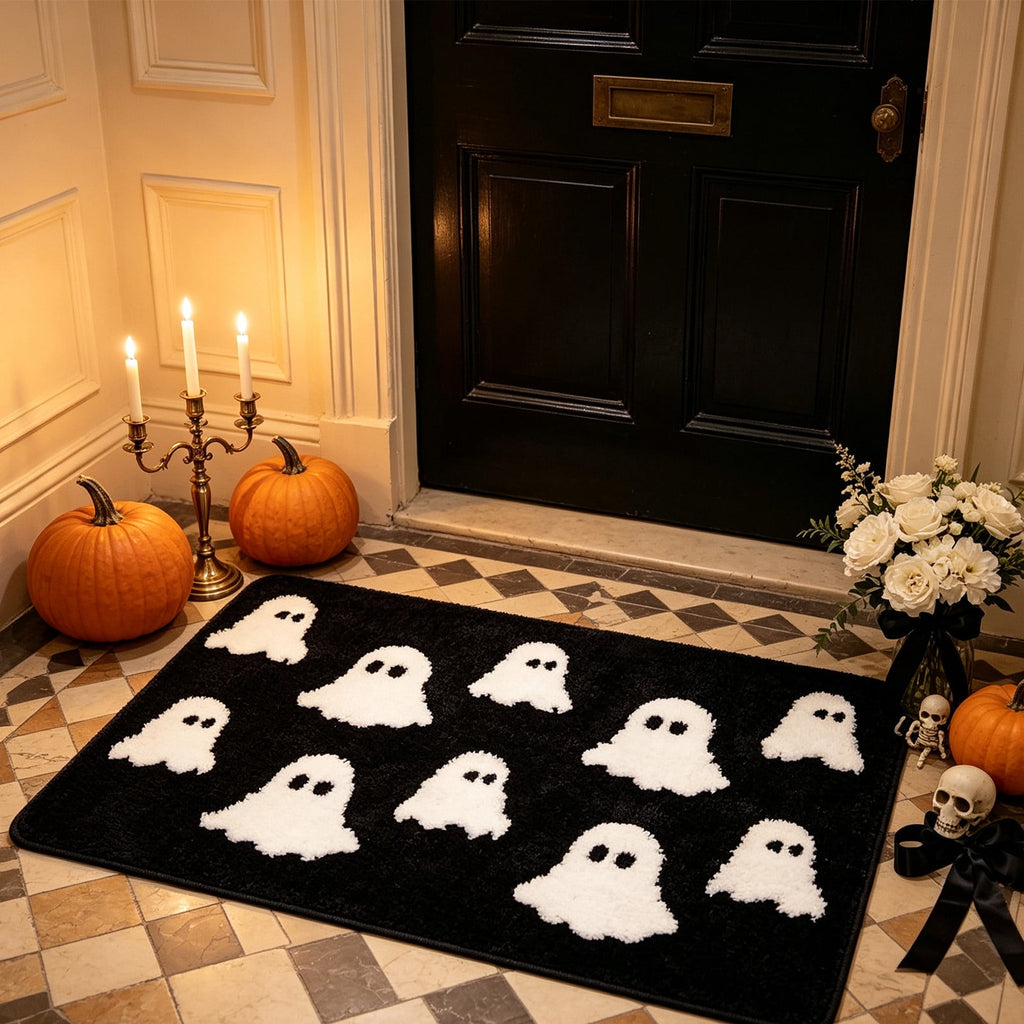 WWC Halloween Door Mat, 32x20 inch Halloween Decor Thick Non Slip Ghost doormat, Entryway Rug for Fall Party Indoor Outdoor Front Porch