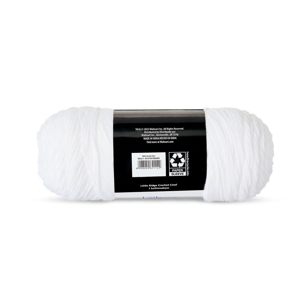 Mainstays Medium 4 Acrylic Yarn, White, 7 oz, 397 Yards