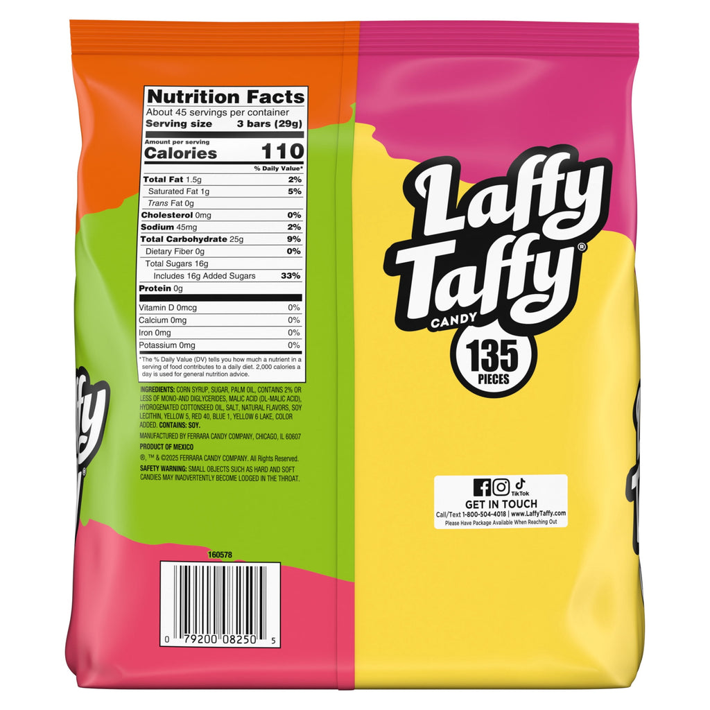 Laffy Taffy, Halloween Candy, Variety Mix Bag Fruit Flavored Candy, Assorted Candy Mix, 135 Pieces