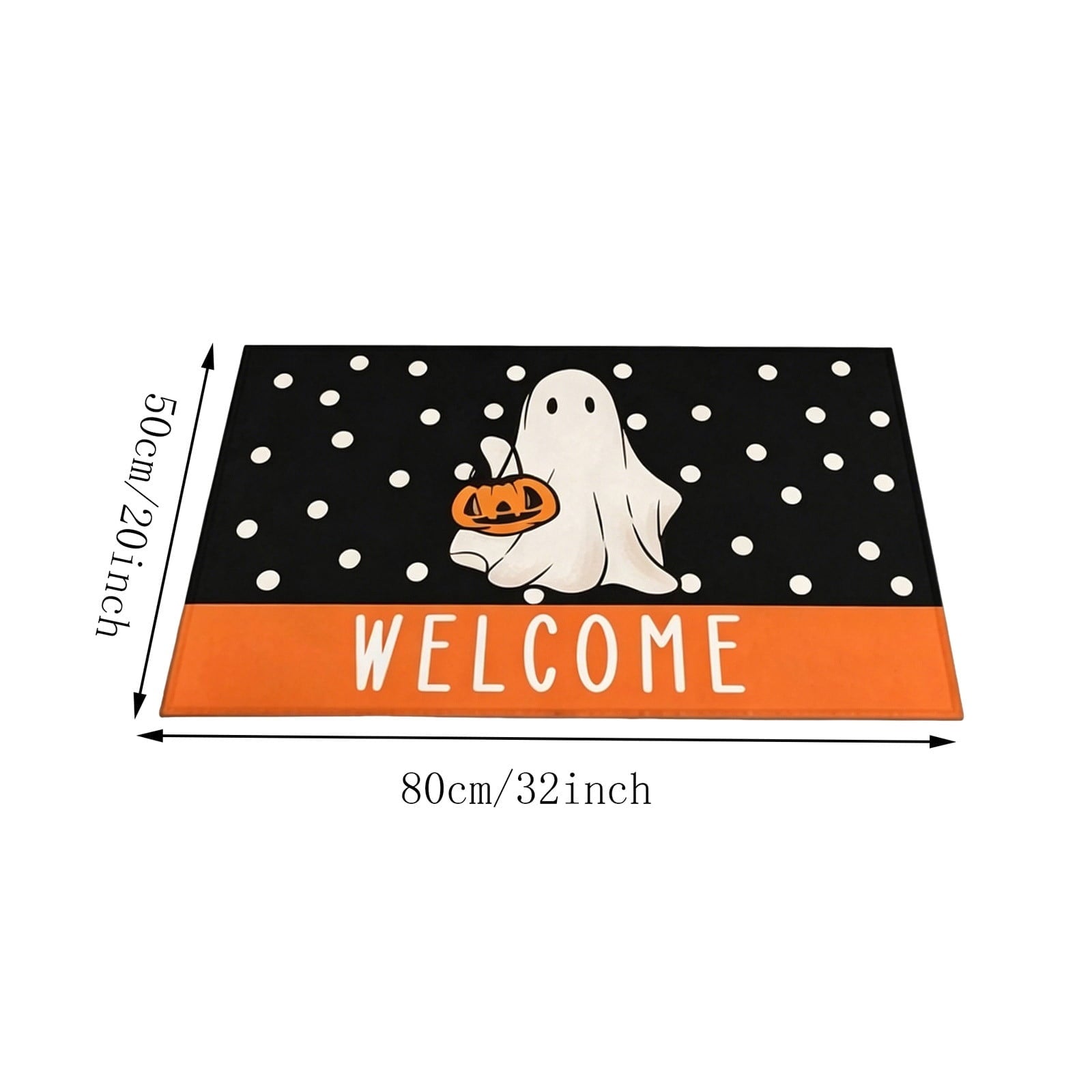 Halloween Ghost Door Mat, Cute Welcome Mat for Front Door Porch Entryway Haunted Outdoor Decor Spooky Decorative Entrance Doormat Non Slip Halloween Rug, 16" x 24"