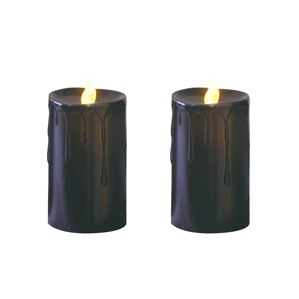 Battery-Operated Warm White LED Flameless Candles, Black, 5.5", 2 Count, Halloween by Way To Celebrate