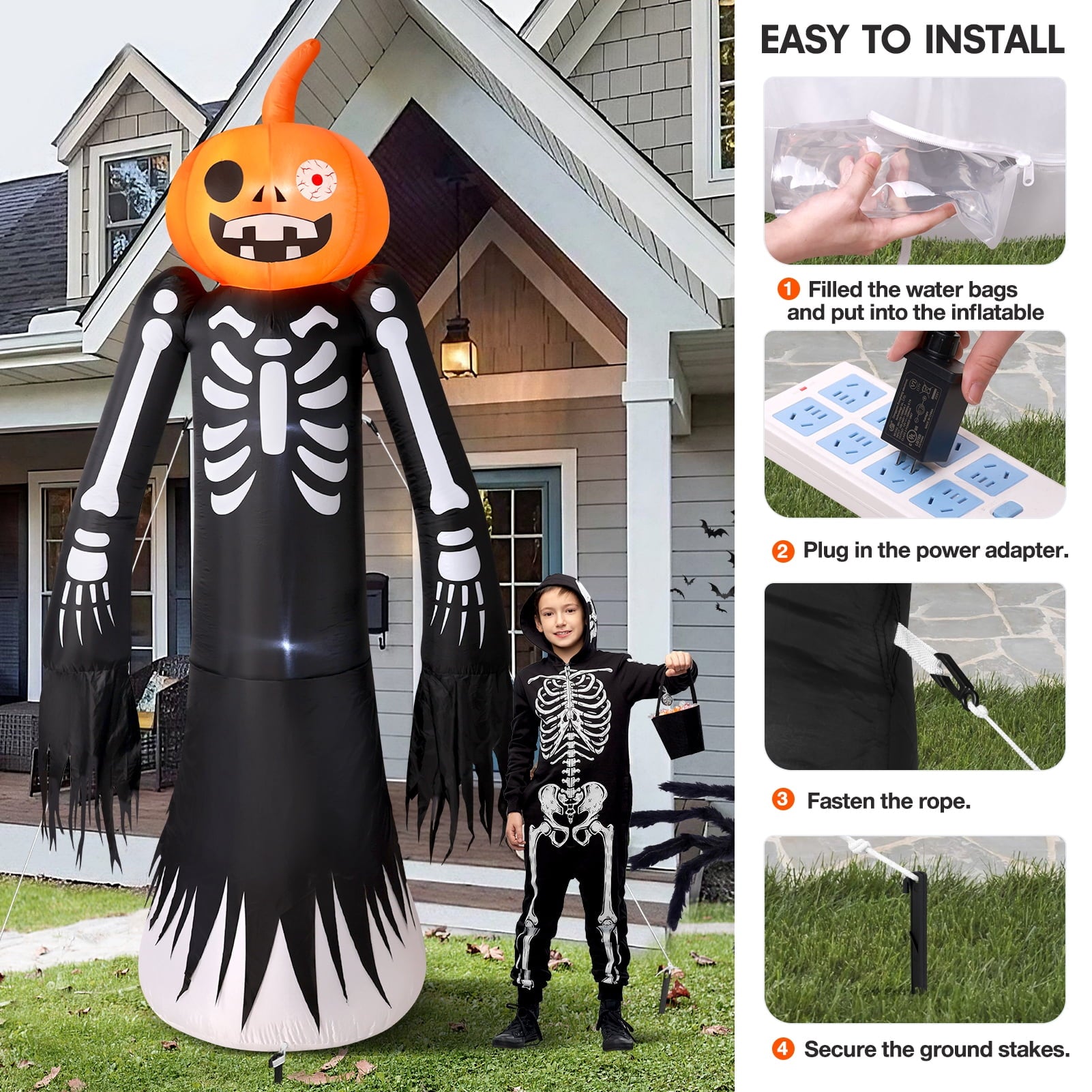 Ayieyill 10FT Halloween Inflatables Blow up LED Giant Red Ghost for Outdoor Halloween Yard Inflatables Garden Yard Lawn
