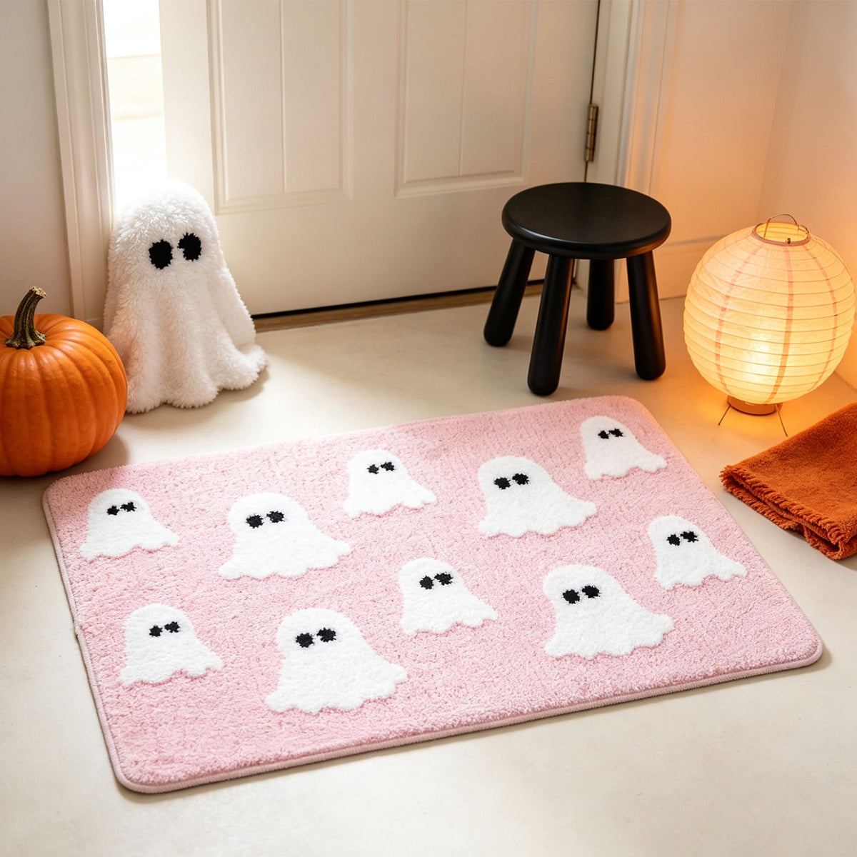 WWC Halloween Door Mat, 32x20 inch Halloween Decor Thick Non Slip Ghost doormat, Entryway Rug for Fall Party Indoor Outdoor Front Porch