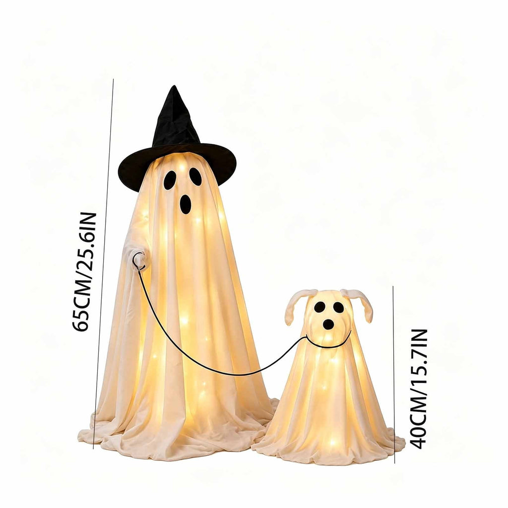 Halloween Light-Up Ghost Decorations Outdoor - 6.5 FT - 8 Sounds Gaint Hanging Swing Ghost Halloween Decoration, Spooky Cute Ghosts Decorations for Front Porch Yard Tree