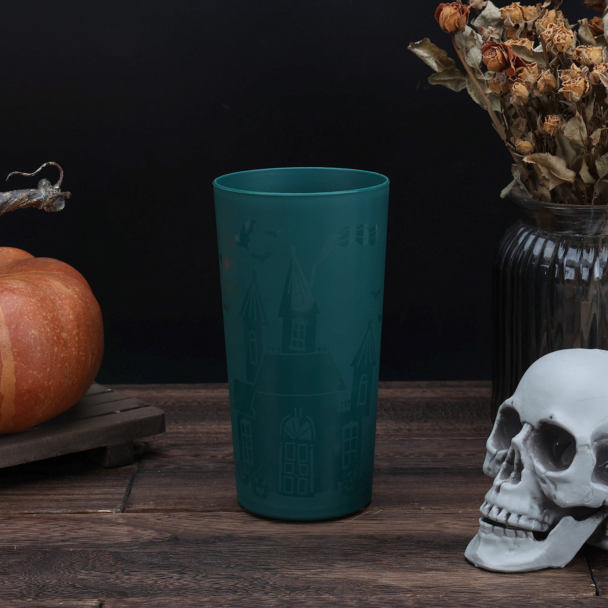 Mainstays 26 oz Round Plastic Skeleton Tumbler, Purple