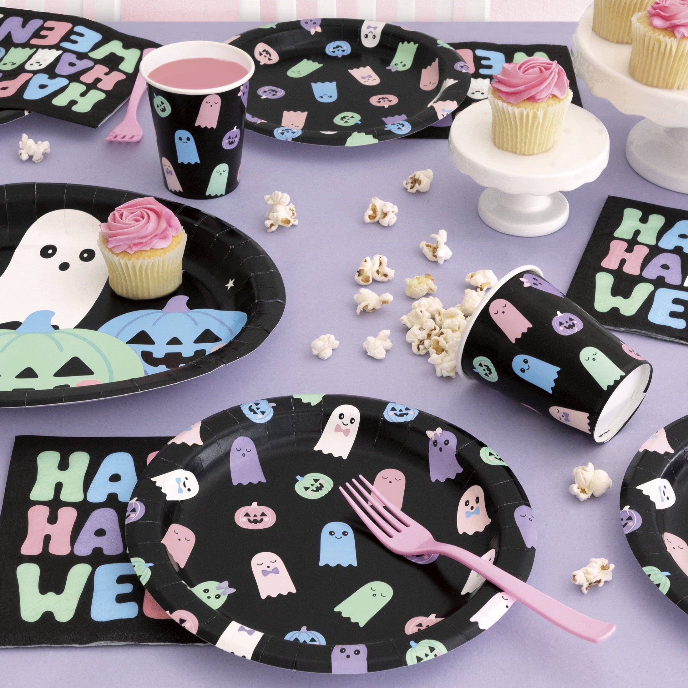 Cute Ghosts Disposable Paper Plates, Multicolor, 8.5", 8 Count, Halloween by Way To Celebrate