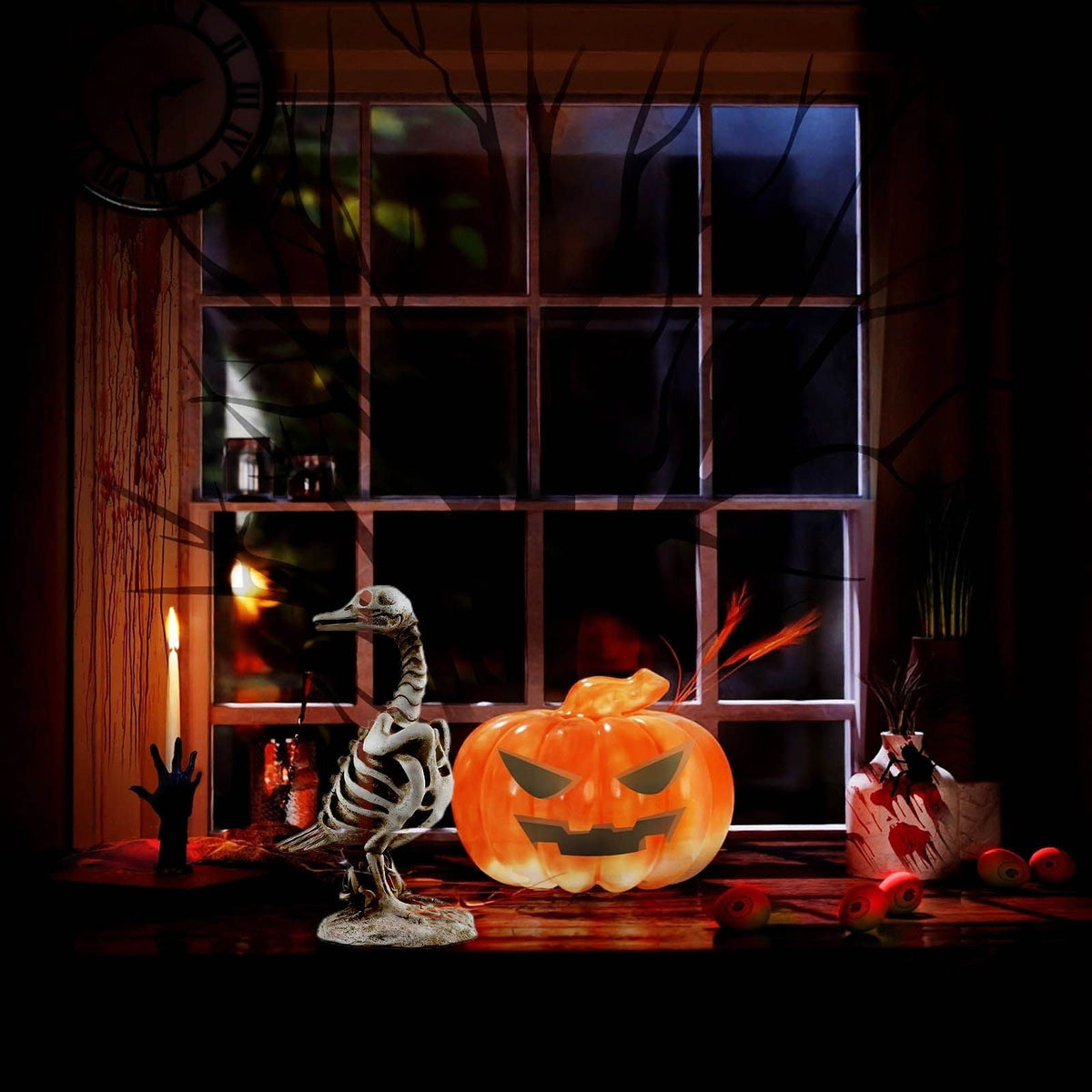 amlbb Halloween Decorations Outdoor Halloween Dark Terror Skeleton Decoration Props Set Up Ghost House Halloween Decor on Clearance