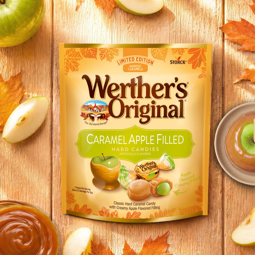 Werther's Original Limited Edition Fall Harvest Caramel Apple Filled Hard Candies, 9.4 oz Bag