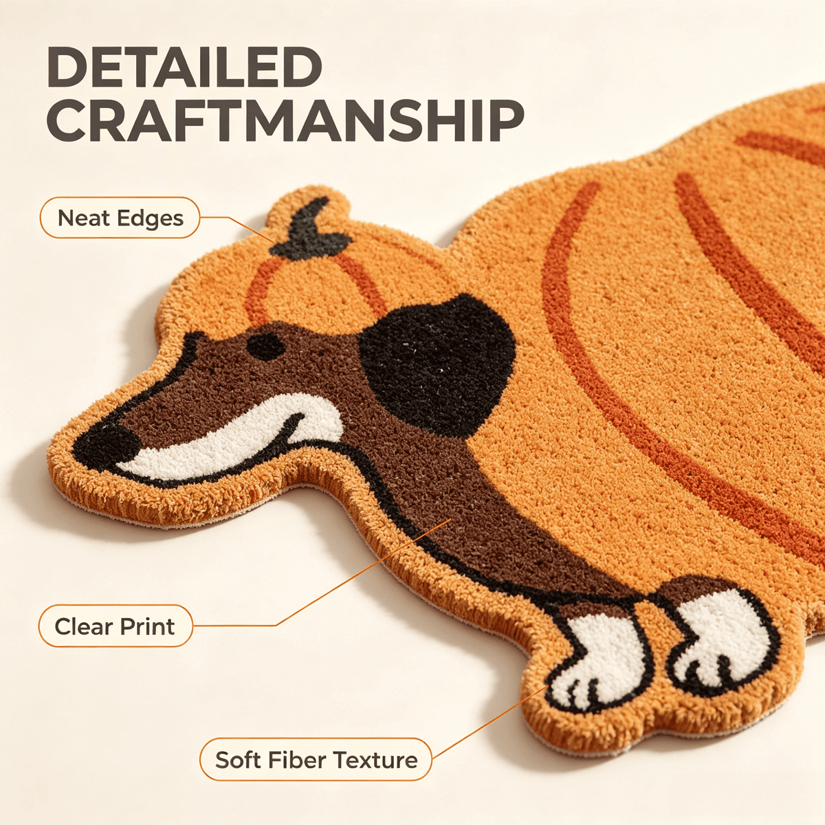 Halloween Dachshund Door Mat, 30"×18" Non-Slip Pumpkin Dachshund Floor Rug, Mat for Home Porch Fall Decor & Pet Lover Housewarming Gift