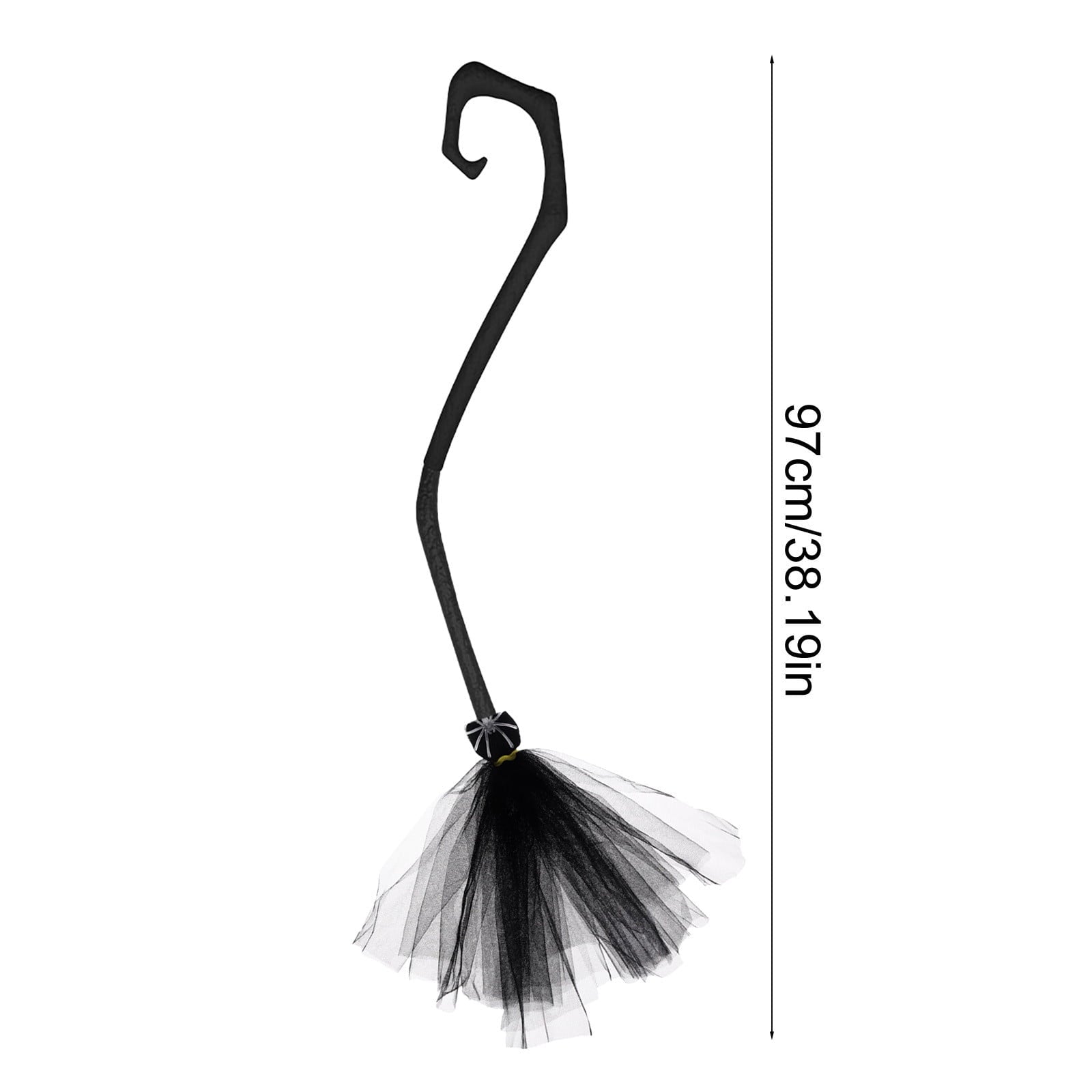 Halloween Witch Broom Cane with Ribbons, 38.2" Witches Broomstick for Wizard Costume Party, Photo Booth Accessory Stage Prop, Halloween Decoration, D