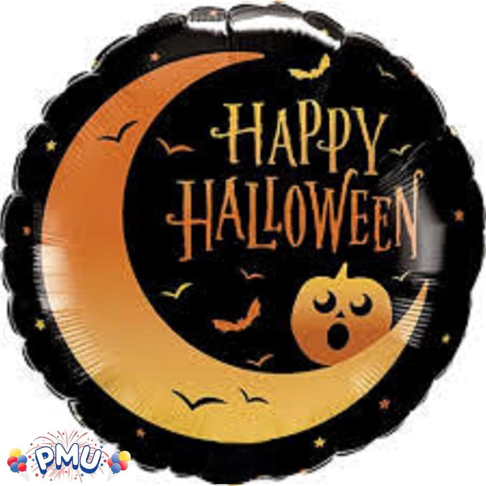 PMU Halloween Party Decoration "Happy Halloween" Jack Faces Aglow 18 Inch Mylar-Foil Balloon (1pkg) Pkg/1