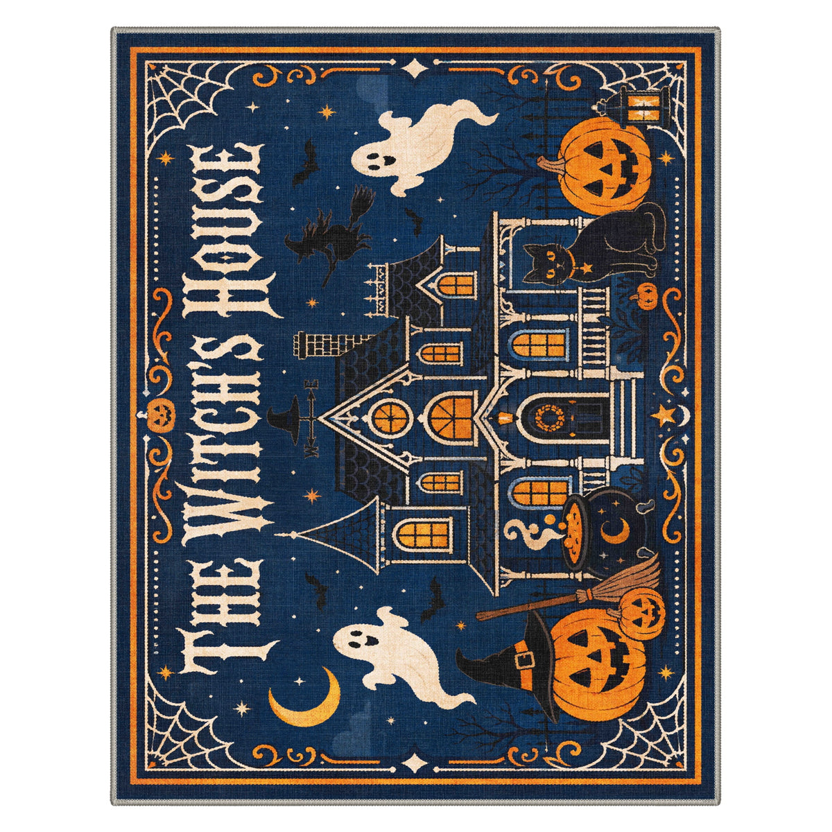 GENIMO 2'x3' Halloween Doormat, Washable Non Slip Soft Whimsical Cat Outdoor Door Mat for Front Door Covered Porch Patio Entryway, Vintage Black