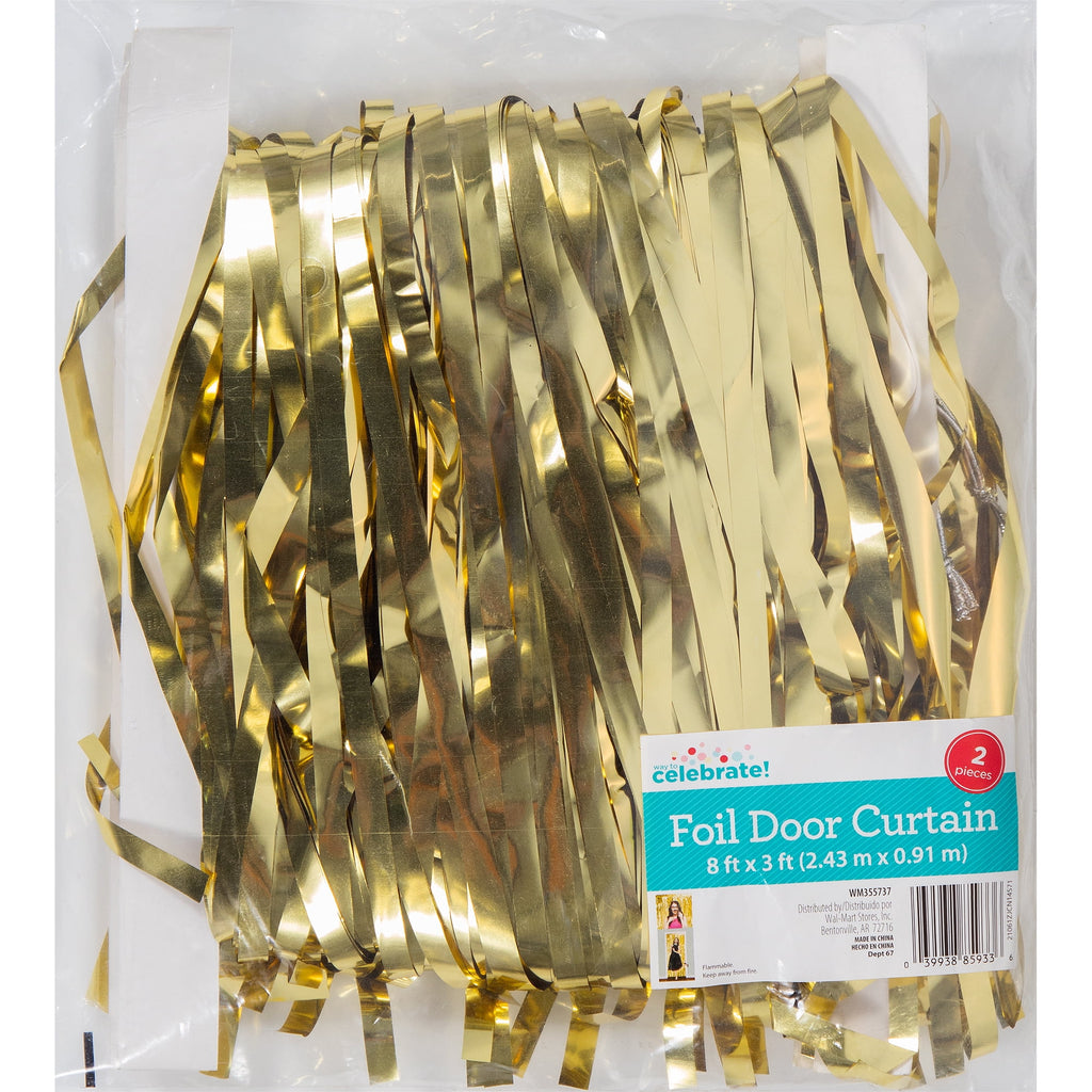 Gold Foil Door Curtain, 8' x 3', Party Banners, by Way To Celebrate