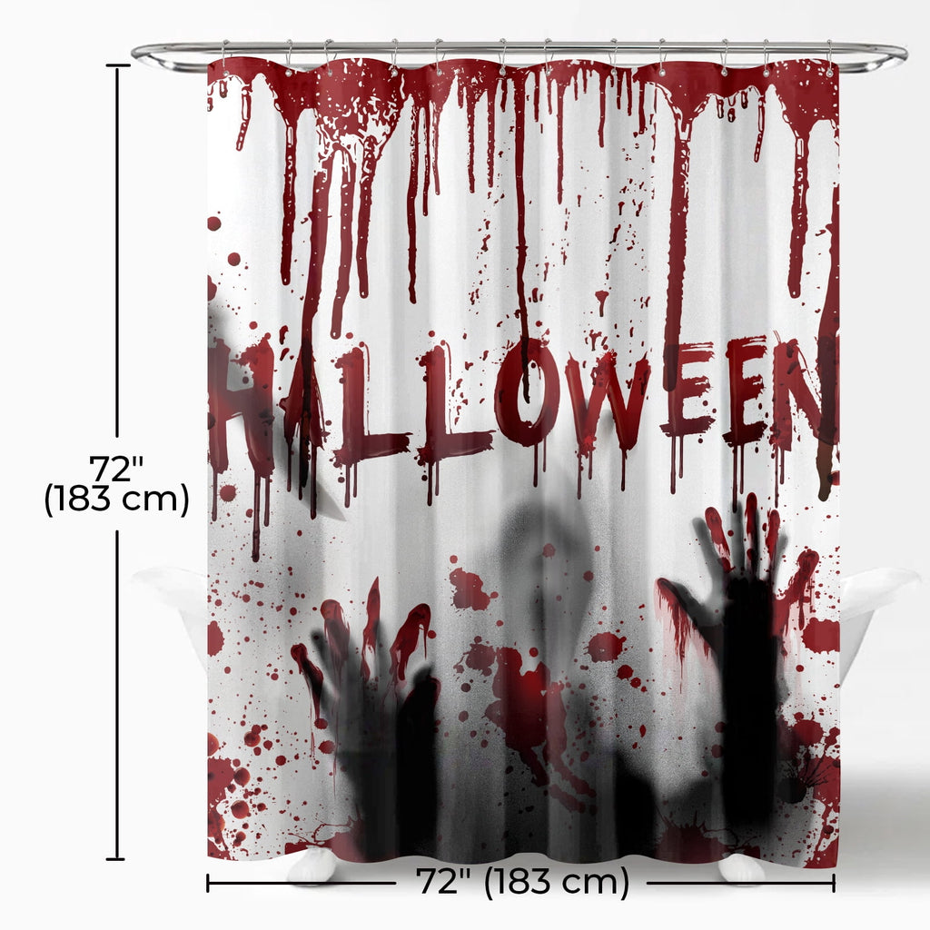 Seasonwood Halloween Shower Curtain,Spooky Halloween Black Cat Shower Curtain,Waterproof Halloween Bathroom Decor with 12 hooks,72"x72"