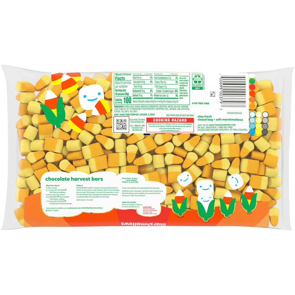 Jet-Puffed Candy Corn Shaped Halloween Fall Marshmallows, 8 oz Bag