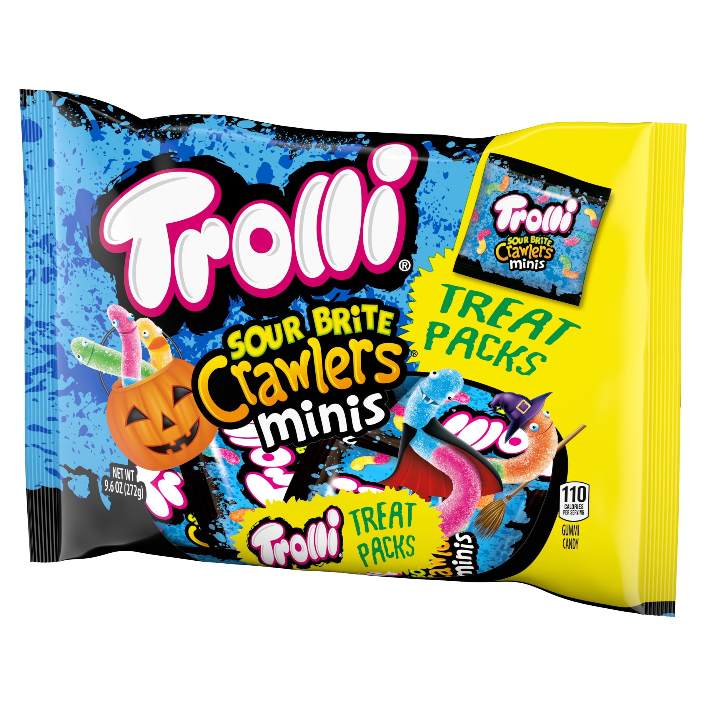Trolli Halloween Sour Brite Crawlers Minis Treat Packs Candy, 9.6 oz