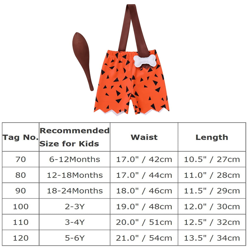 IBTOM CASTLE Kids Caveman Costume Historical Stone Age Birthday Outfits for Toddler Baby Boys Halloween Cosplay Dress up Party Photo Shoot 2-3 Years Orange - Boy
