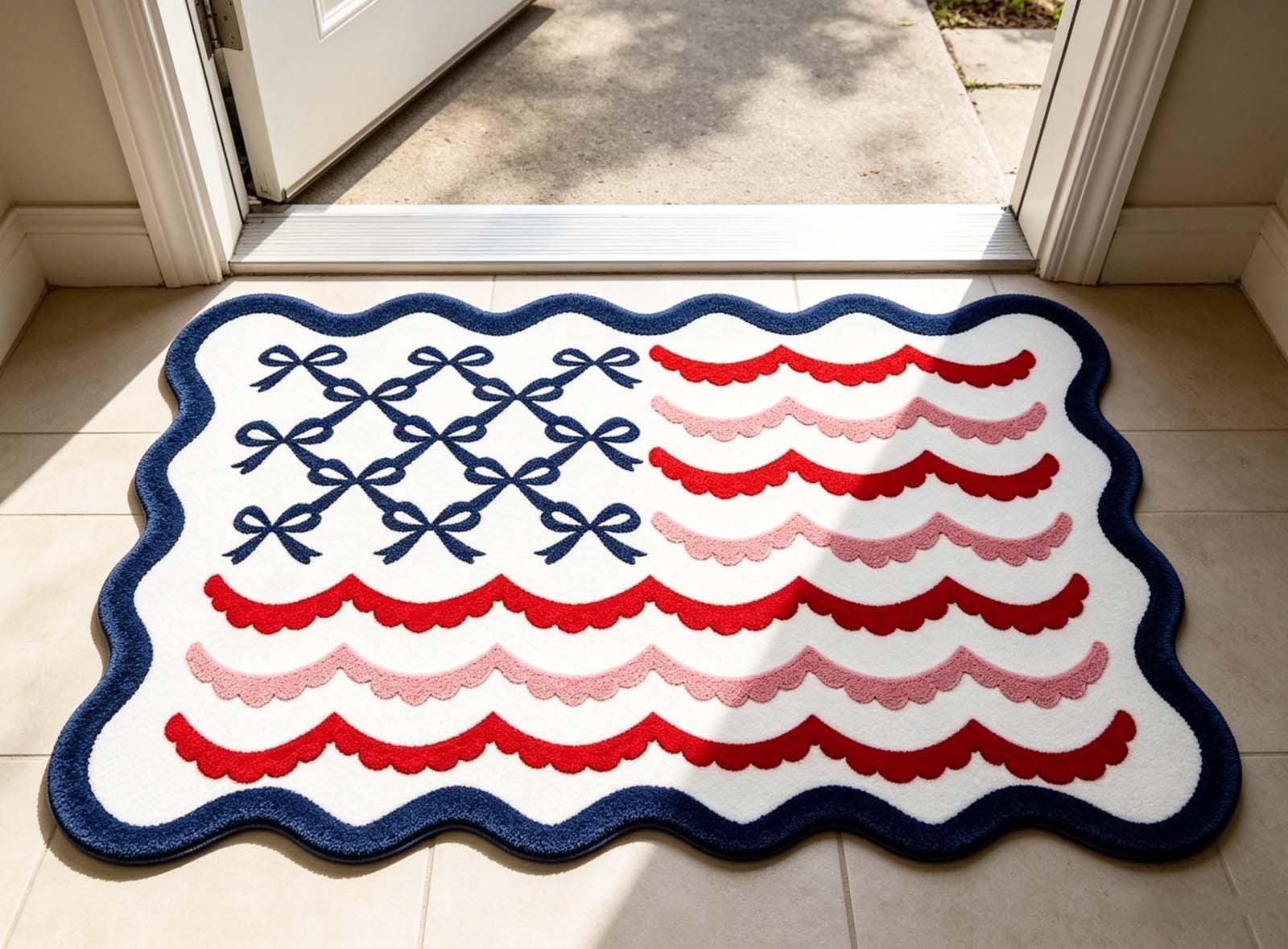 Front Door Mat Indoor Outdoor Entrance Rug, Semicircular Entrance Mat, Half Round Waterproo Non-Slip Durable Rubber Doormat for Garage, Patio, 29.5 inch
