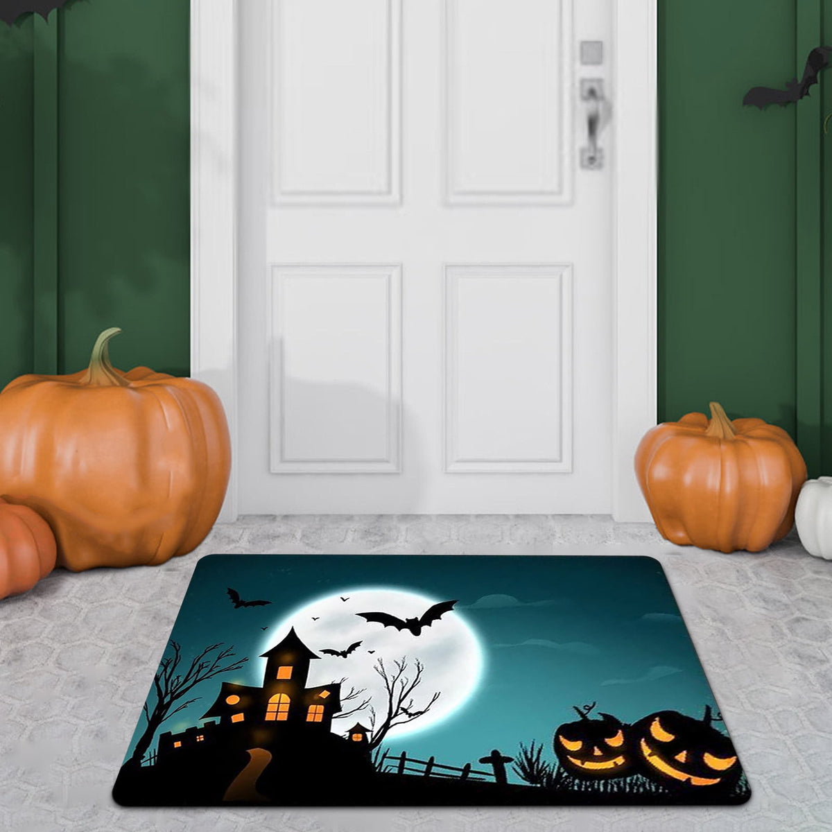 Stijggn Halloween Kitchen Rugs Halloween Mat Halloween Decorations Doormat, Welcome Mats for Front Door,Spooky Outdoor Mats for Front Door, Living Room, Bedroom, K-ids' Room
