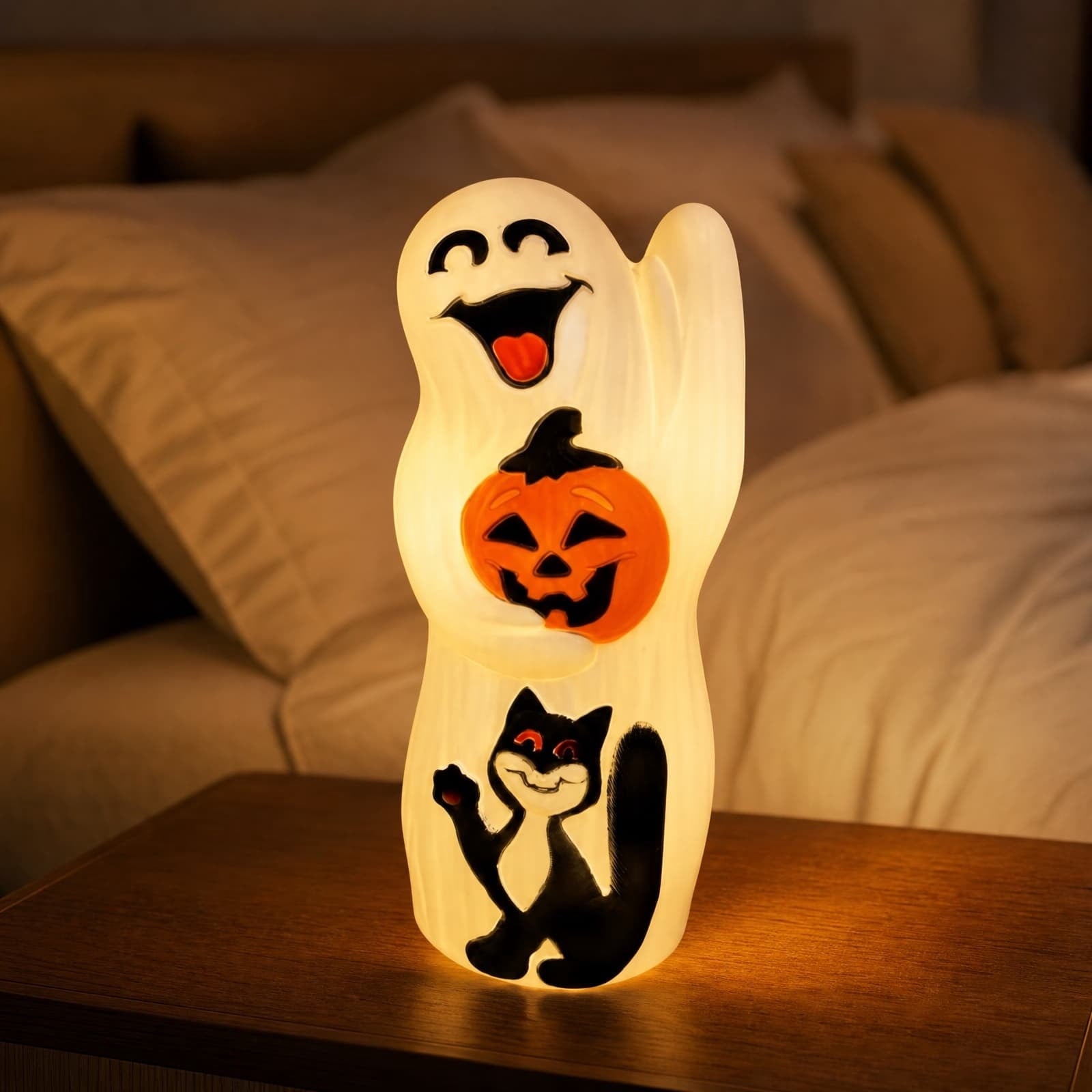 Ghost Night Light Halloween Decorations Bedside Night Light with Tap Control, Dimmable Nursery Decor Lamp, Fun Ghost Gift for K*ids, Halloween Room Decor, Ghost Lamp