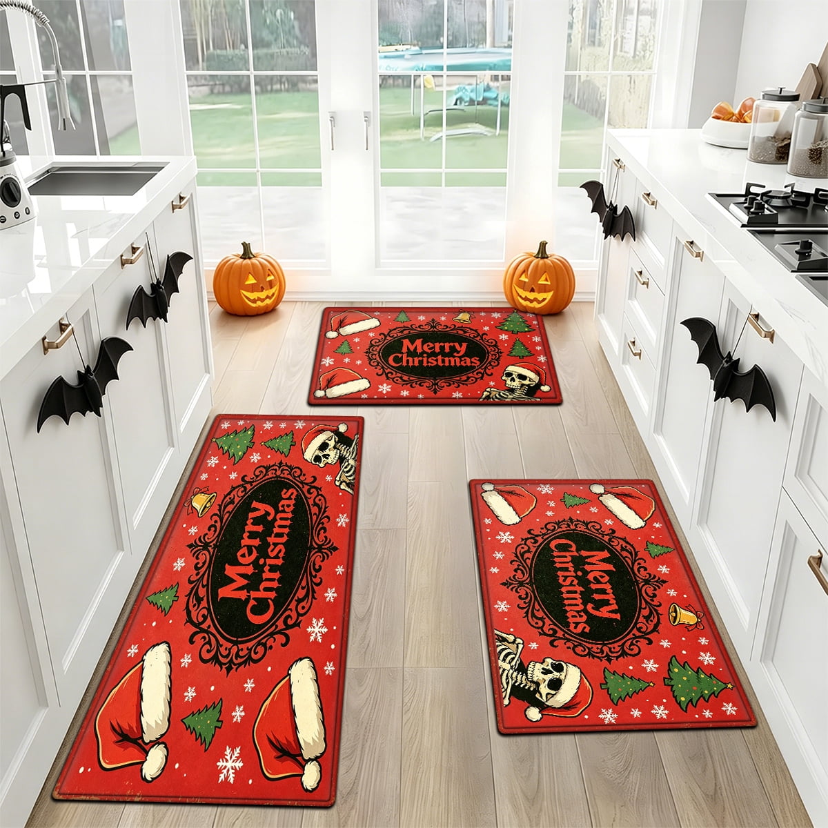 YIMEIS Halloween Pumpkin Lanterns 1Pc Flannel Mat and Kitchen Rugs,Soft Non-slip,Perfect for Home Bathroom