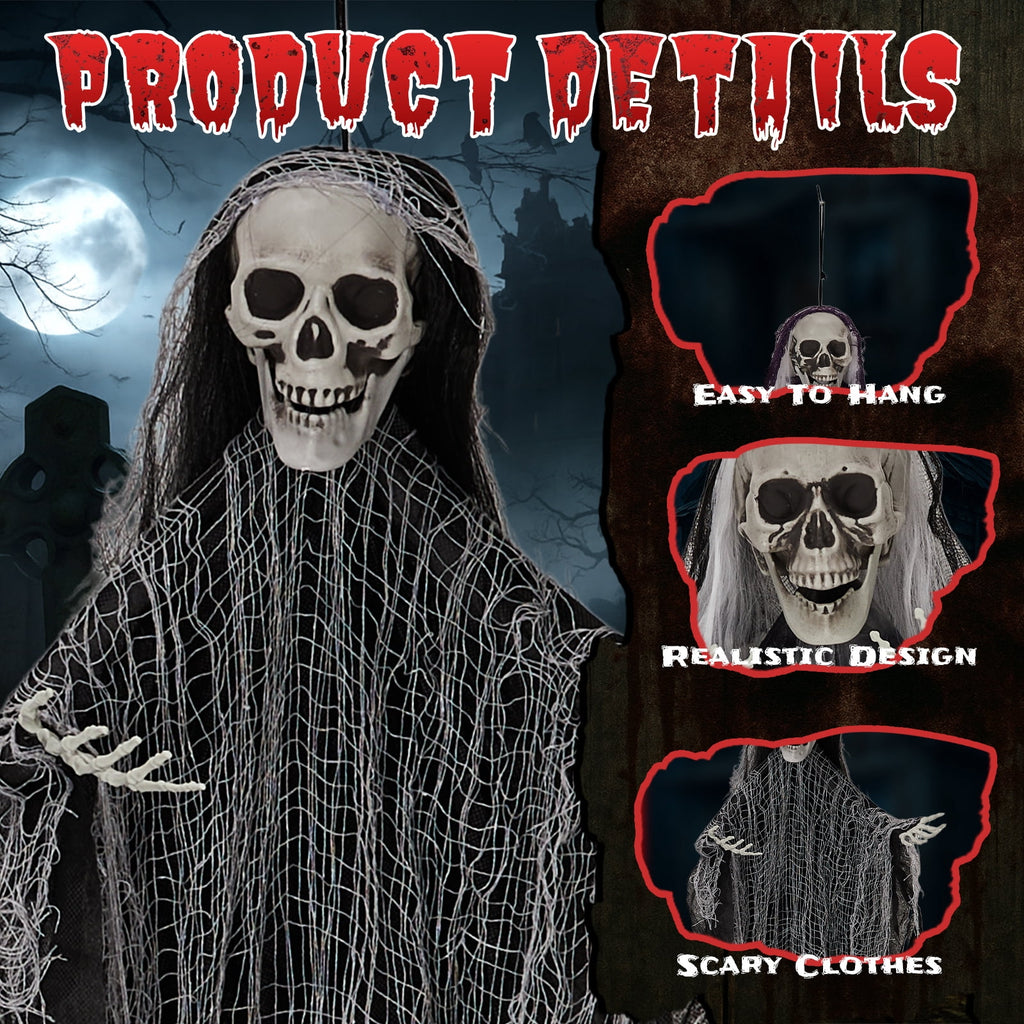 Ktaxon 4ft Hanging Ghost Animated Halloween Decoration 3pcs Creepy Skeleton Set