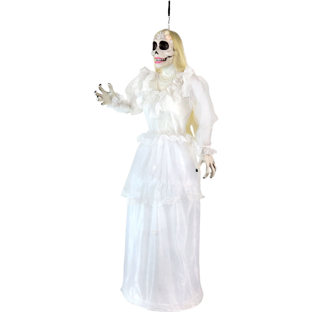 Haunted Hill Farm 5 ft Touch-Activated Animated Hanging Spinning Bride Halloween Animatronic, HHBRIDE-9HLSA