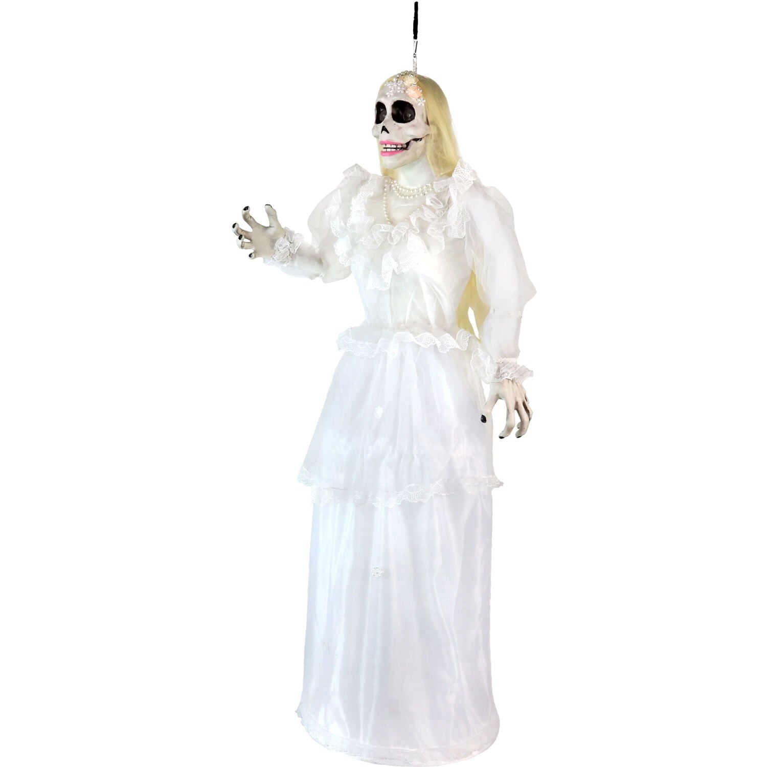 Haunted Hill Farm 5 ft Touch-Activated Animated Hanging Spinning Bride Halloween Animatronic, HHBRIDE-9HLSA