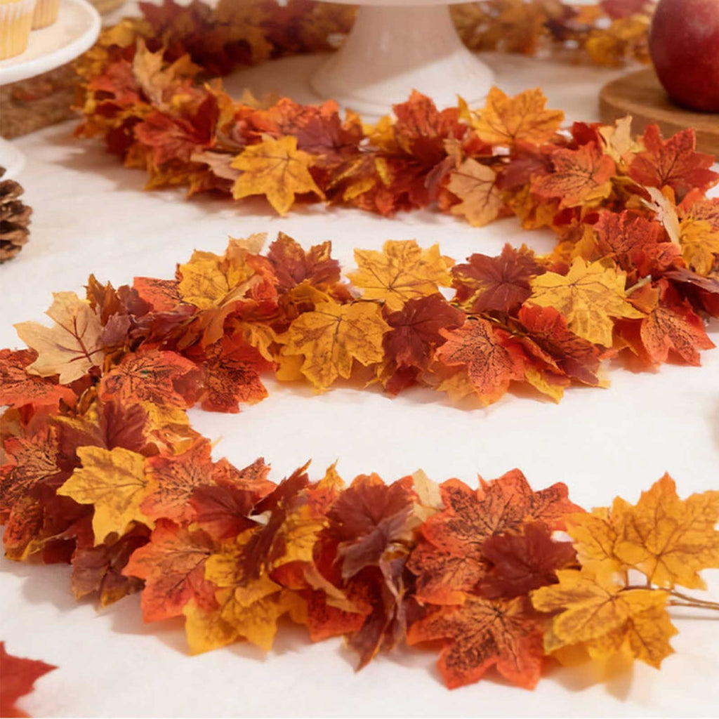 WKSCLPAI Halloween Maple Leaf Garland, Fall Vine Wreaths for Autumn Festivities Decor,Seasonal Garlands for Home,Halloween & Fall Decorations