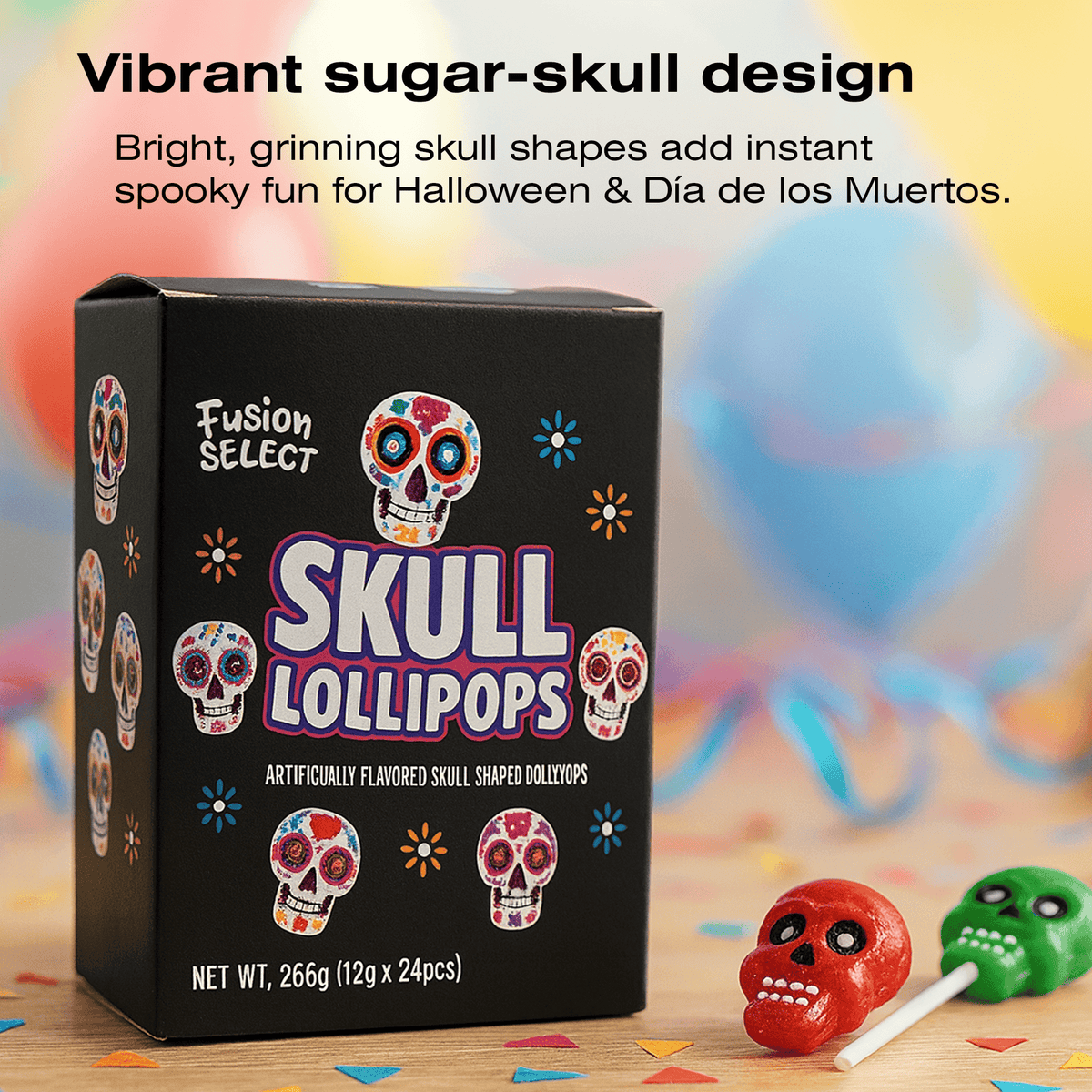 Fusion Select Halloween Candy Lollipops - Trick or Treat Candies for Kids - Frankenstein's Monster, Jack o Lantern, Ghost & Witch Hat Halloween Sweets - Individually Wrapped - 30 Treats Per Box