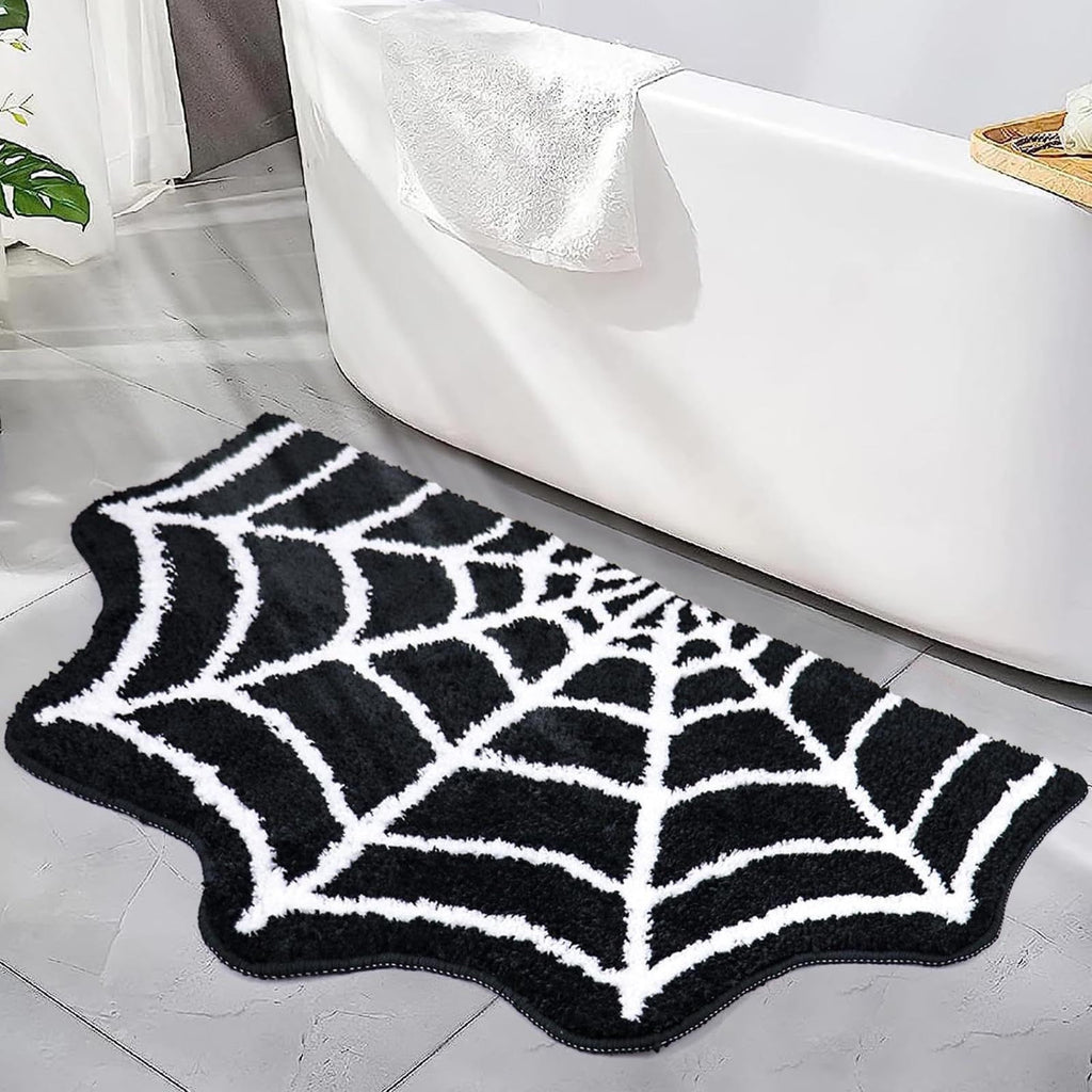 Harliver Spider Web Gothic Cute Fun Halloween Floor Mat, Non Slip Washable Welcome Door Mat, Fall Thanksgiving Rugs for Indoor Outdoor Entrance Home Bathroom Living Room Decor (Black)