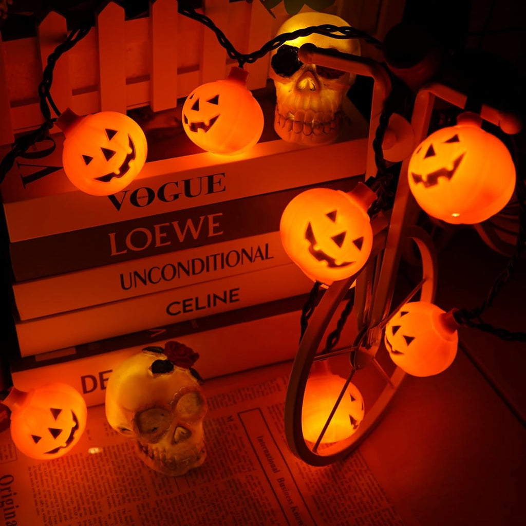 Halloween Pumpkin String Lights, 300cm 118in LED with 20pcs Jack O Lantern Lights - Waterproof, Plug-in for Indoor Outdoor Party, Garden, Yard Decoration