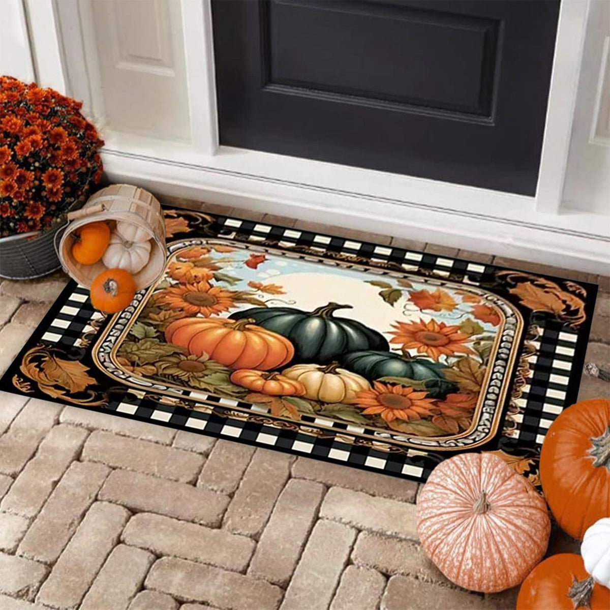 JoyMoreHome Fall Welcome Mat, 20x32 Inch Maple Leaves Door Mats, Decorative Indoor Outdoor Non Slip Entryway Rug, Halloween Thanksgiving Doormat Decor