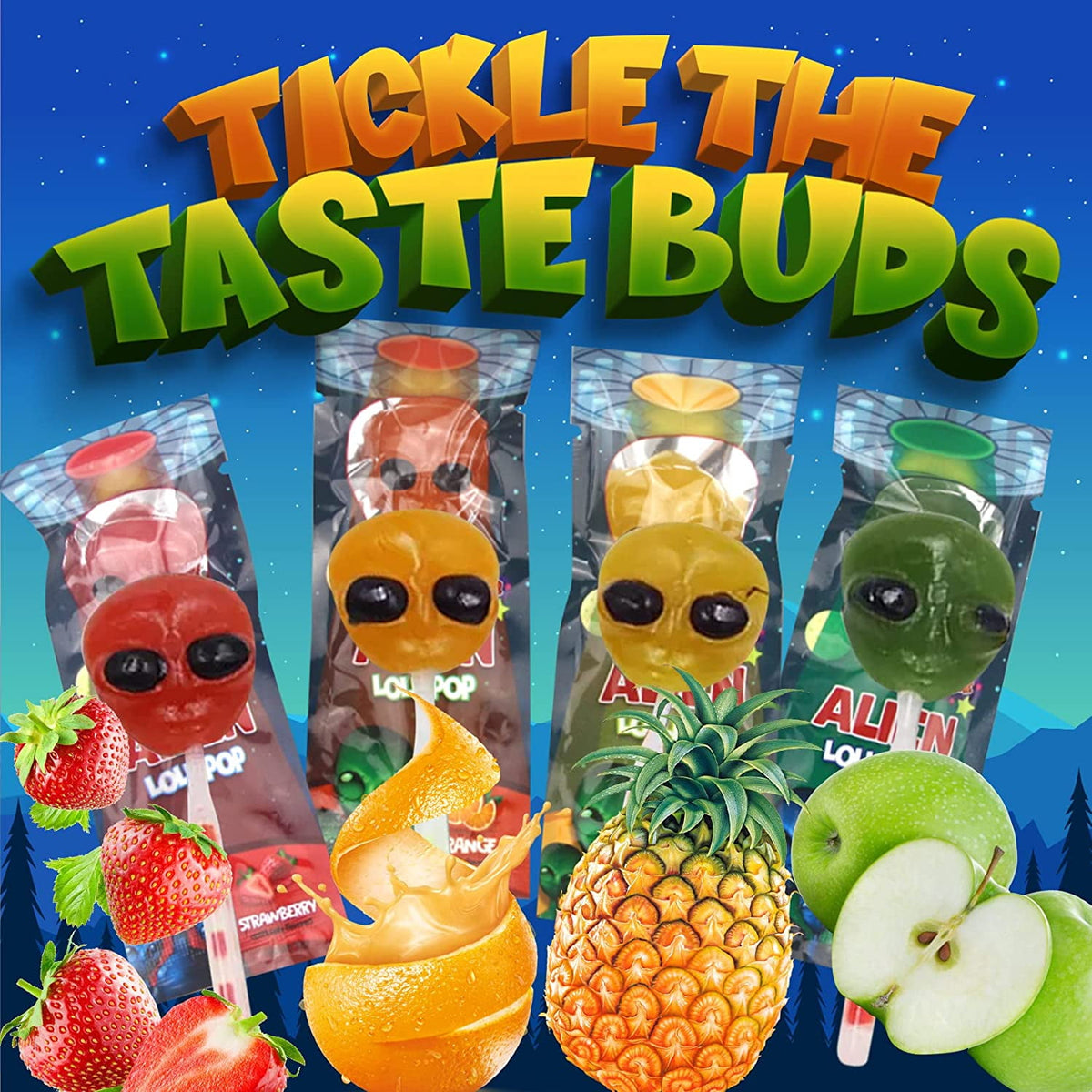 Fusion Select 30 Alien Halloween Lollipops - Trick or Treat Candies for Kids - Extraterrestrial Themed Halloween Candy Lollipops For Space Themed Events, Birthday Parties - Individually Wrapped Treats