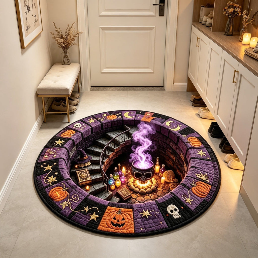 Halloween Wreath Shaped Rugs, Soft Indoor Mat for Entryway, Kitchen, Halloween Party, Pumpkin Witch Spooky Home Decor, 23.62x15.75 Inches