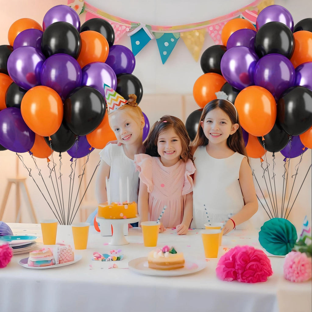 12 Inch Latex Balloons 30Pcs Halloween Party Decorations, Black Orange Confetti Balloons Set for Birthday Party Supplies, Helium Air Inflation