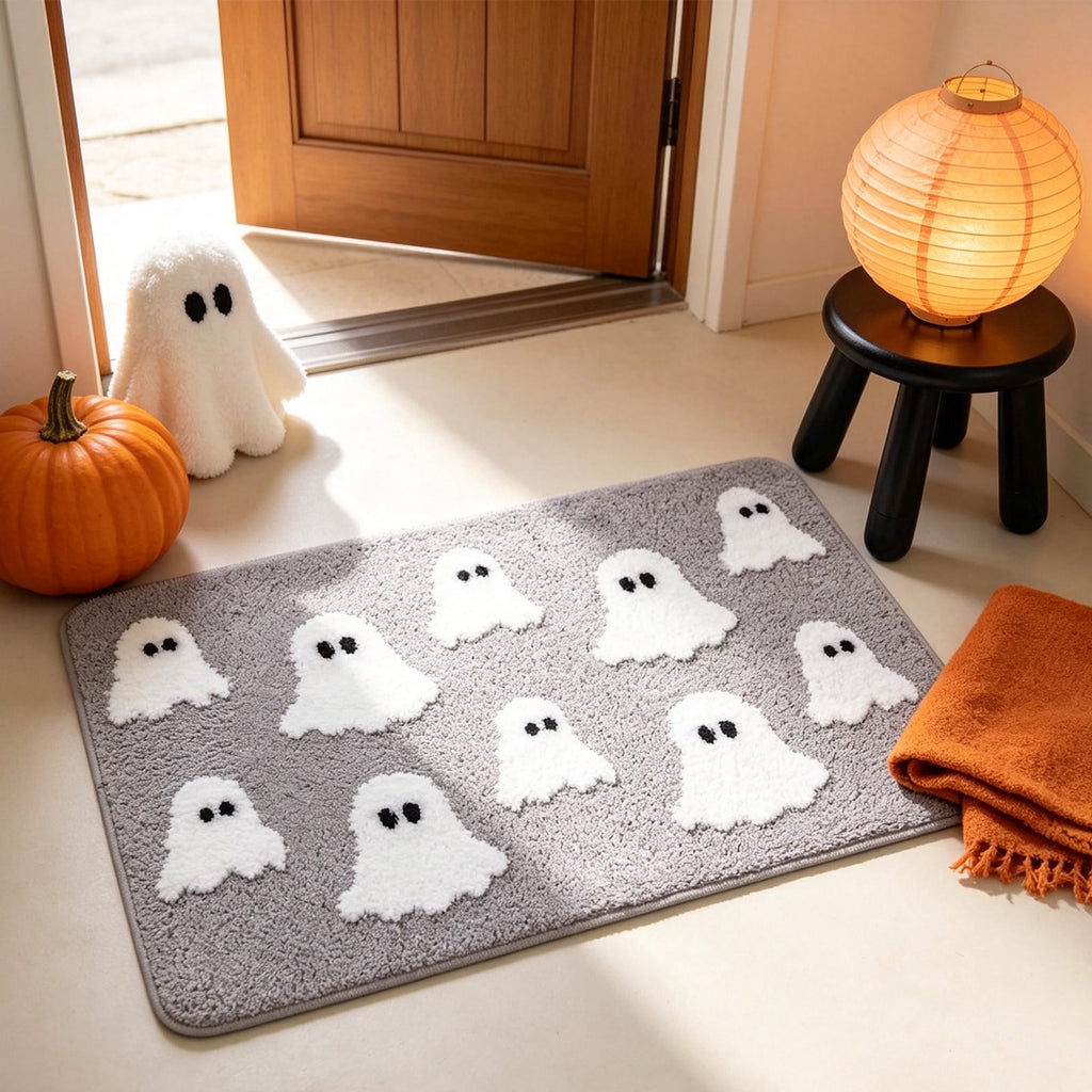 WWC Halloween Door Mat, 32x20 inch Halloween Decor Thick Non Slip Ghost doormat, Entryway Rug for Fall Party Indoor Outdoor Front Porch