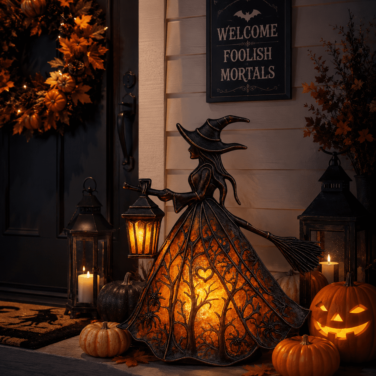 Diceymbol Halloween Decorations and Fall Decor, Halloween Venue Decoration Ghost Props LED Illuminated Ghost Decorations for Tabletop, Mantel, Shelf Indoor Outdoor 9.05 inch