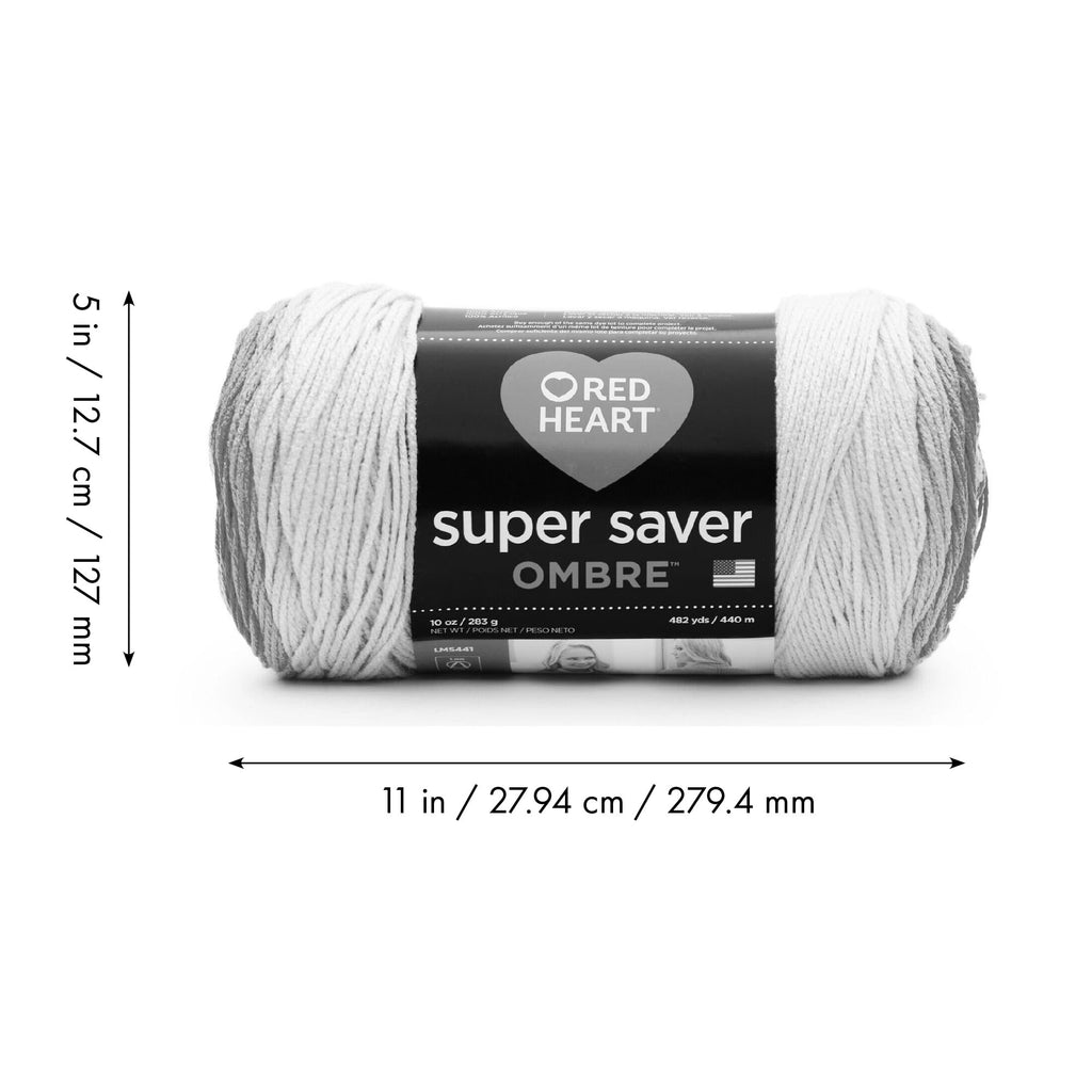 Red Heart Super Saver Ombre Medium Acrylic Green Apple Yarn, 482 yd