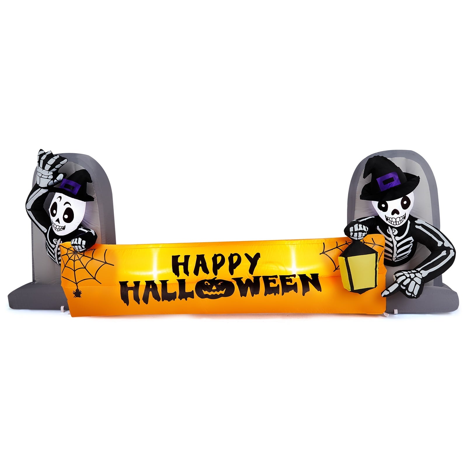 8FT Long Halloween Inflatables Pumpkins Eyeball Candy Outdoor Decorations, Blow Up Yard Decoration with Built-in LEDs Lighted for Lawn Garden Outside Indoor Decor