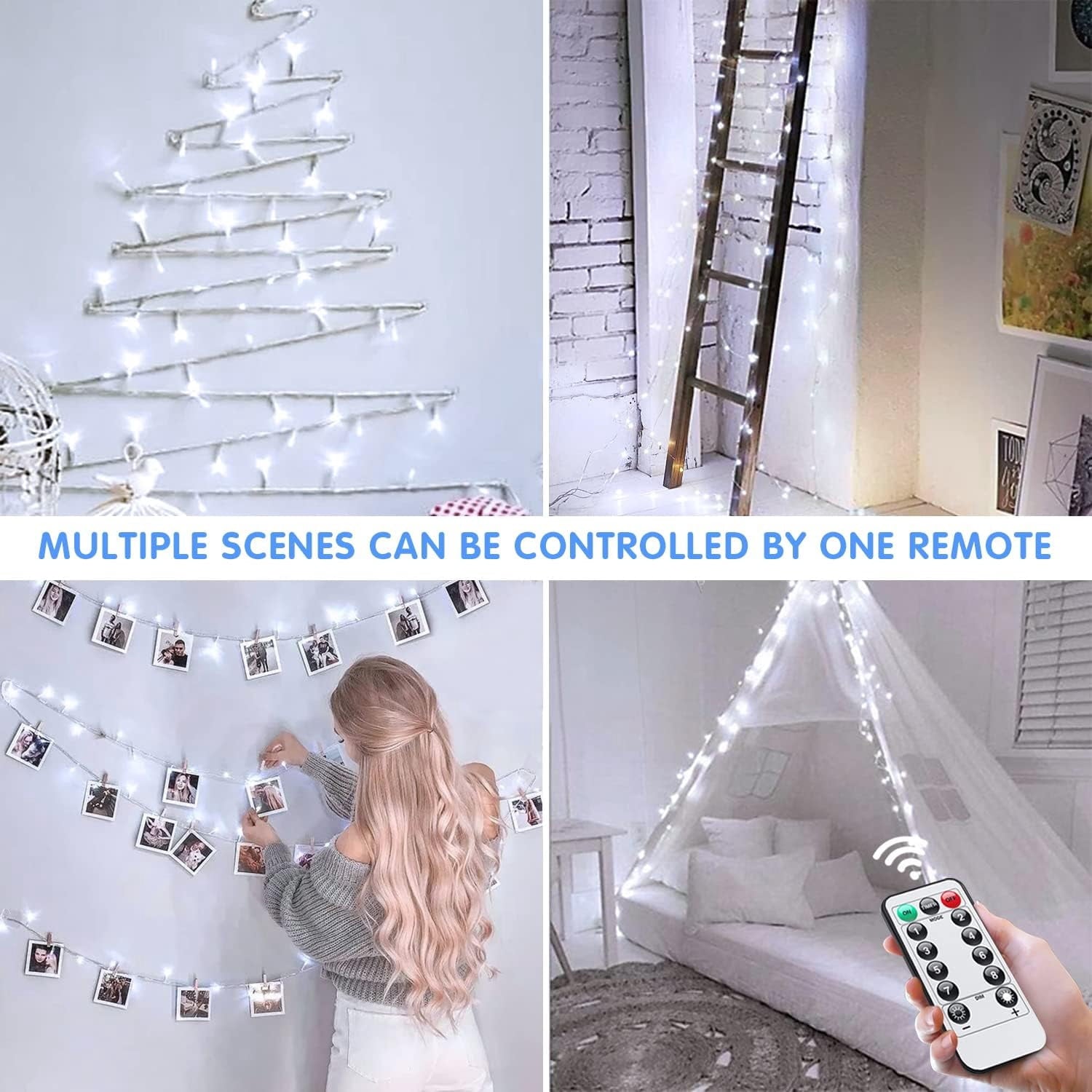 33ft 100 LED Pink Battery Lights for Bedroom, Pink Christmas String Lights with 8 Modes Remote Indoor Outdoor, Fairy Twinkle Lights for Room Party Tree Valentine