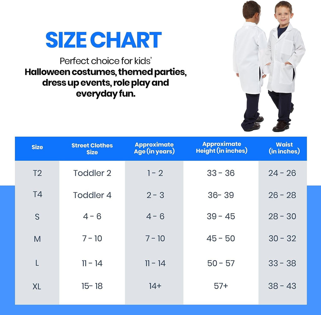 Dress Up America Kids White Lab Coat Doctor Costume Scientist Costume for Boys & Girls