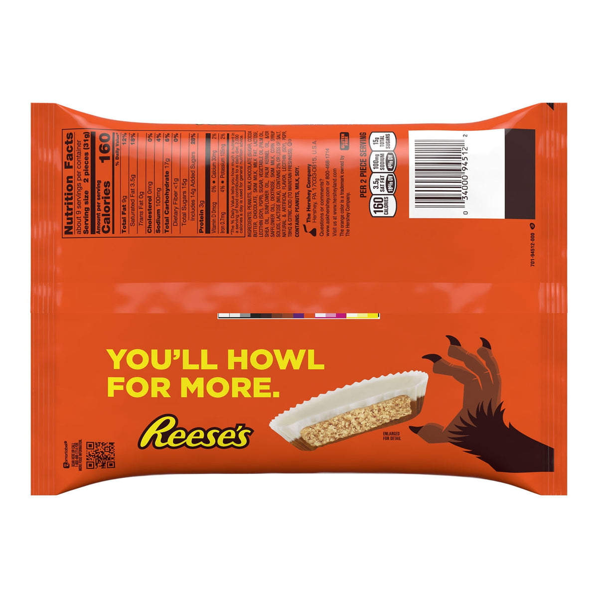 REESE'S Milk Chocolate and Vanilla Flavored Creme Snack Size Peanut Butter Cups, Halloween Candy Bag, 9.35 oz