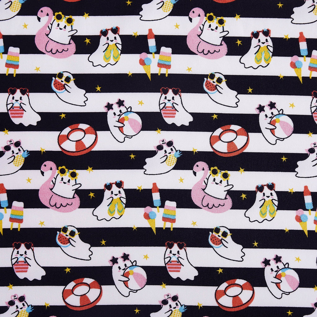 Summerween Crafted by Catherine Full 4-Piece Sheet Set, Black & White Nautical Ghosts