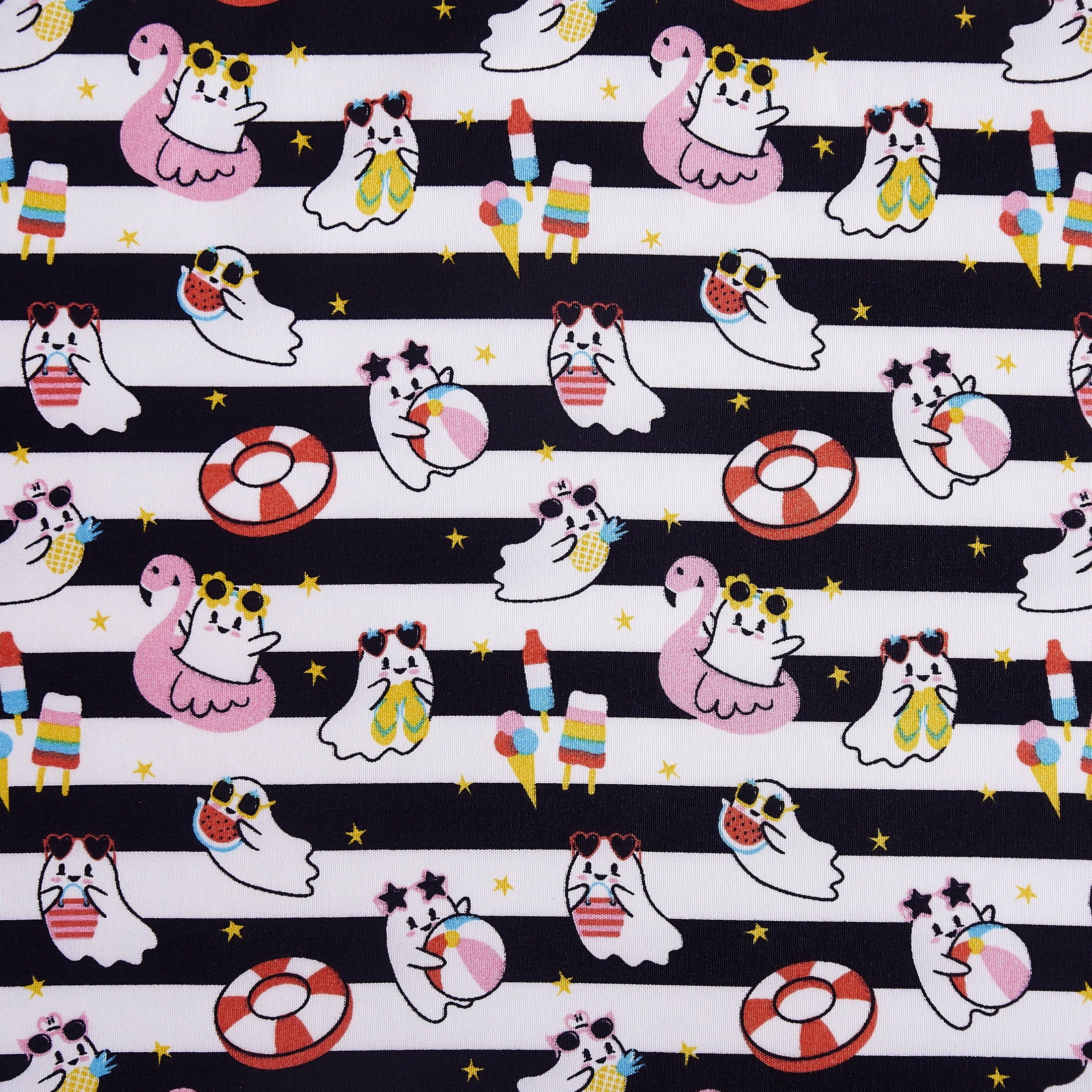 Summerween Crafted by Catherine Full 4-Piece Sheet Set, Black & White Nautical Ghosts