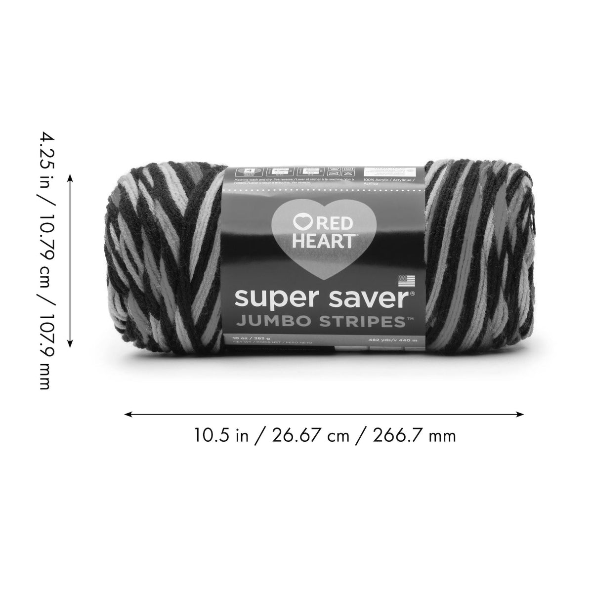Red Heart Super Saver Jumbo #4 Medium Acrylic Yarn, Neon Stripe 10oz/283g, 482 Yards