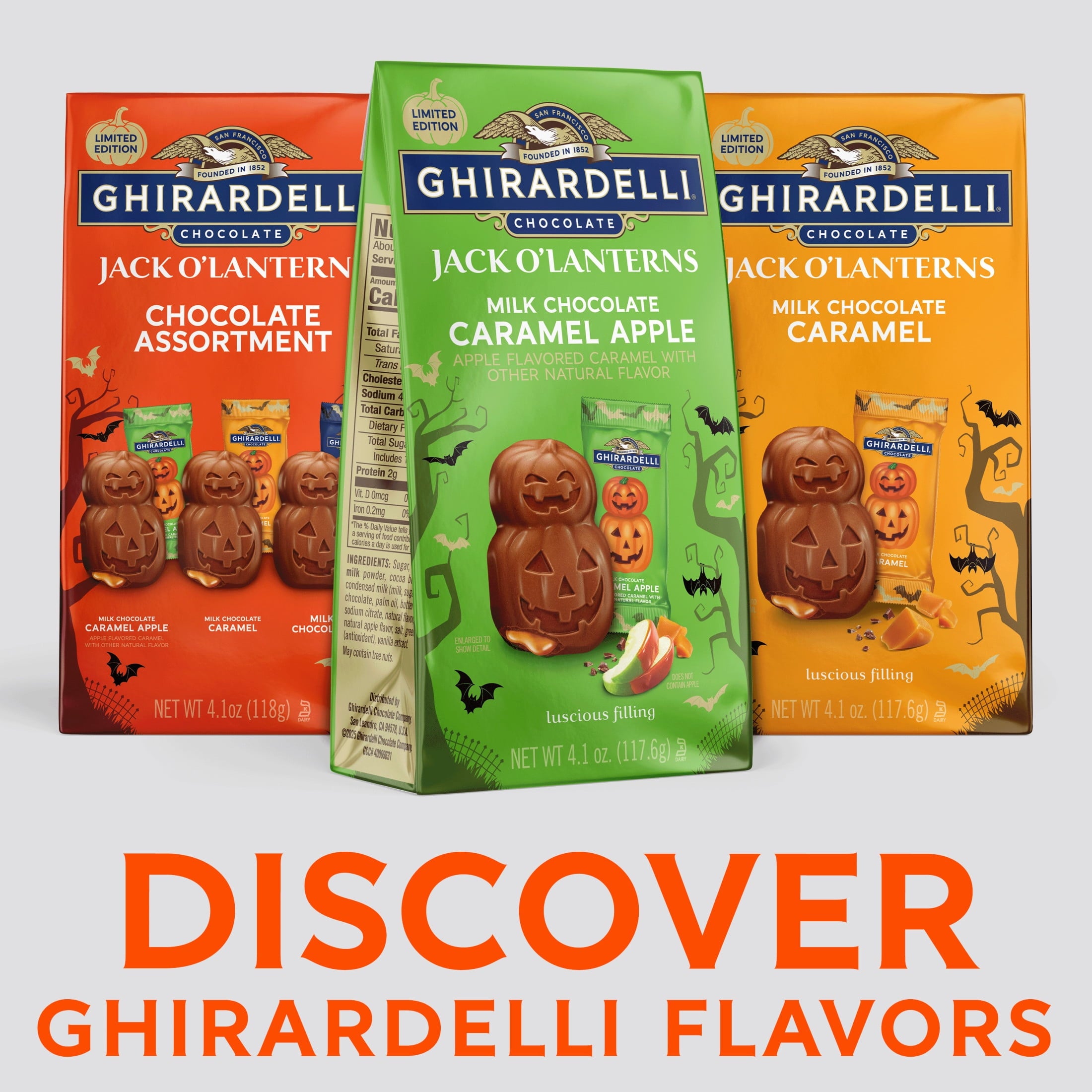 GHIRARDELLI Milk Chocolate Jack O' Lanterns, 4.1 oz Bag