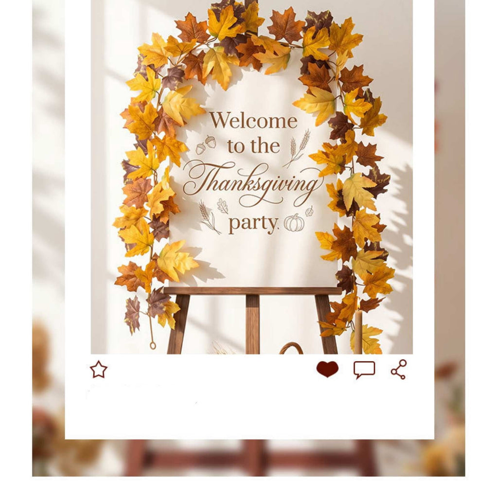 WKSCLPAI Halloween Maple Leaf Garland, Fall Vine Wreaths for Autumn Festivities Decor,Seasonal Garlands for Home,Halloween & Fall Decorations