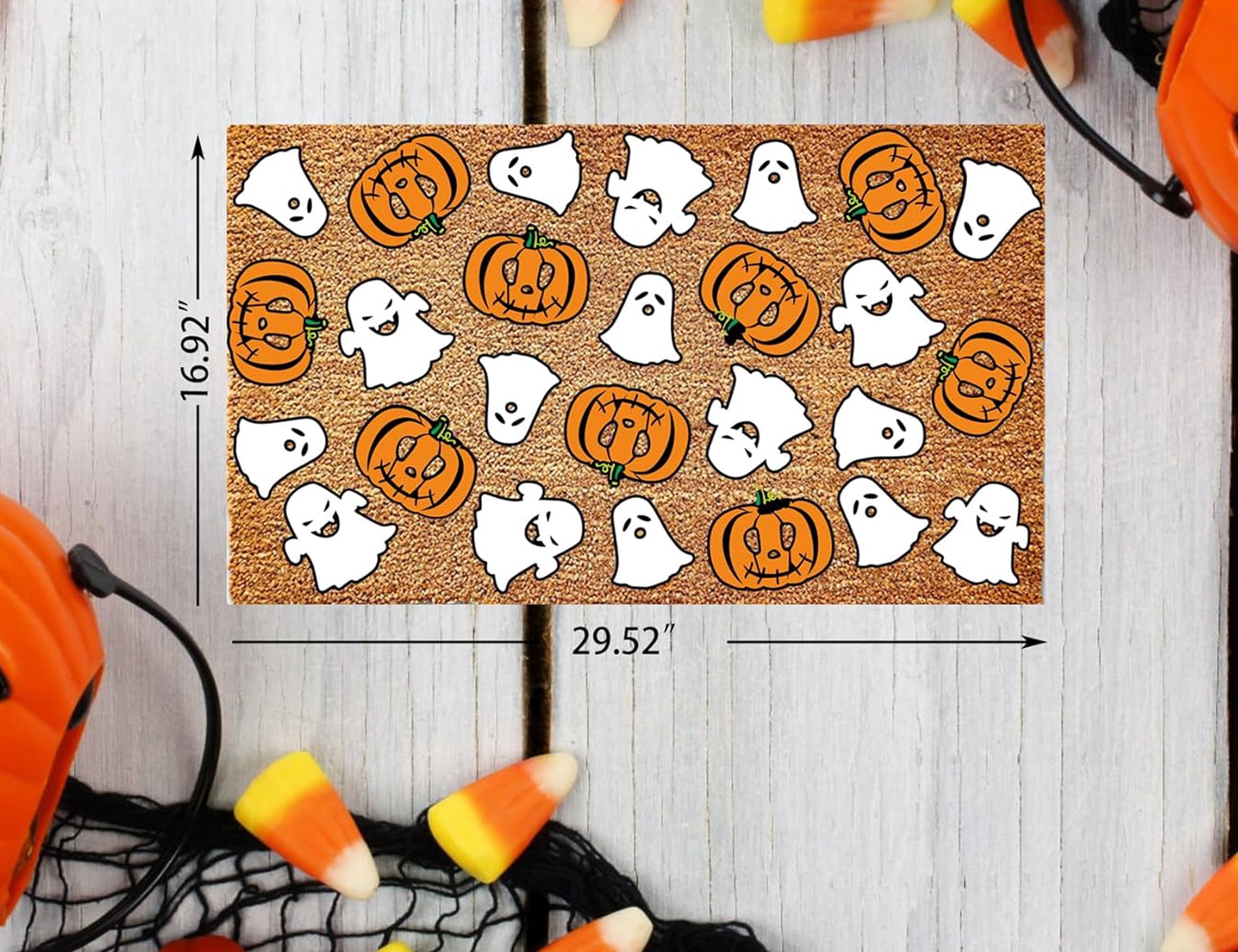 MYFLOCY Halloween Front Doormat 31x19 inch Indoor Outdoor Non Slip Floor Decoration ( Pumpkin Spooky )